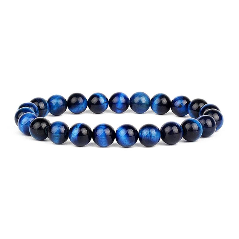 Natural Stone Bracelets Natural Healing Energy Tiger Eye Bracelet Polished 8 MM Crazy Stone Beads Bangle Elastic Pulsera