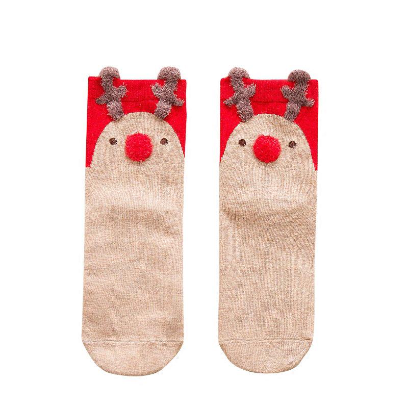 Reindeer Cartoon Christmas Mid-Calf Socks - Women's Cute Japanese Style for Autumn and Winter