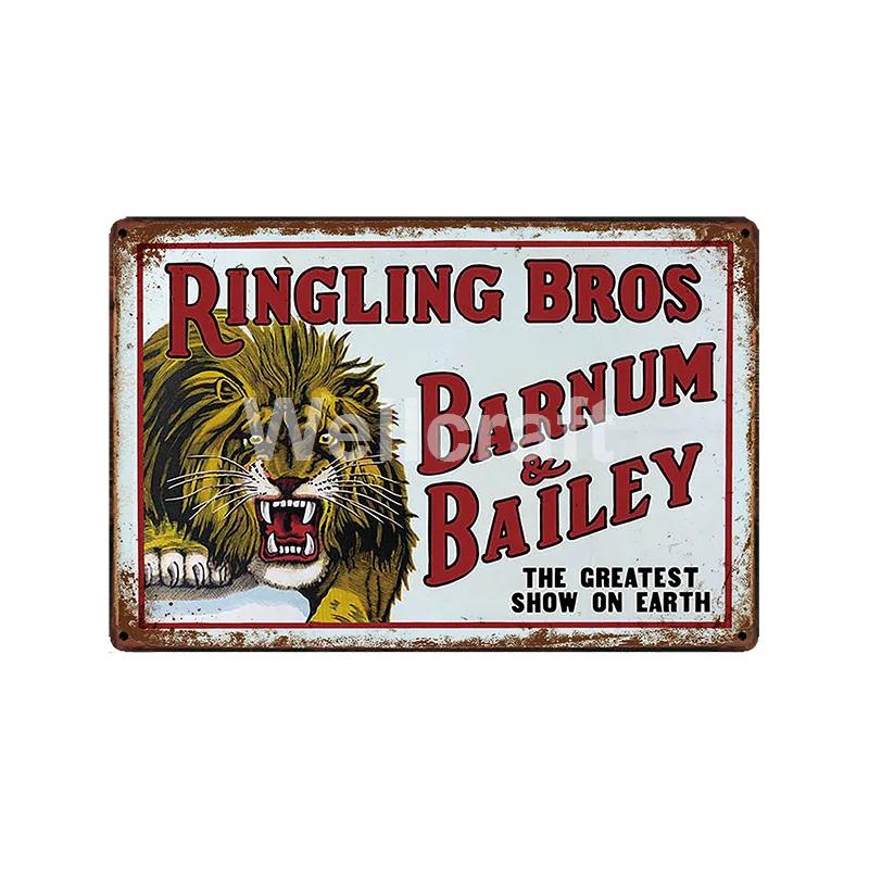 [ WellCraft ] Circus Lion Elephant Tiger Clown Horse Metal Sign Vintage Painting Decor  LT-1899 Room Decoration