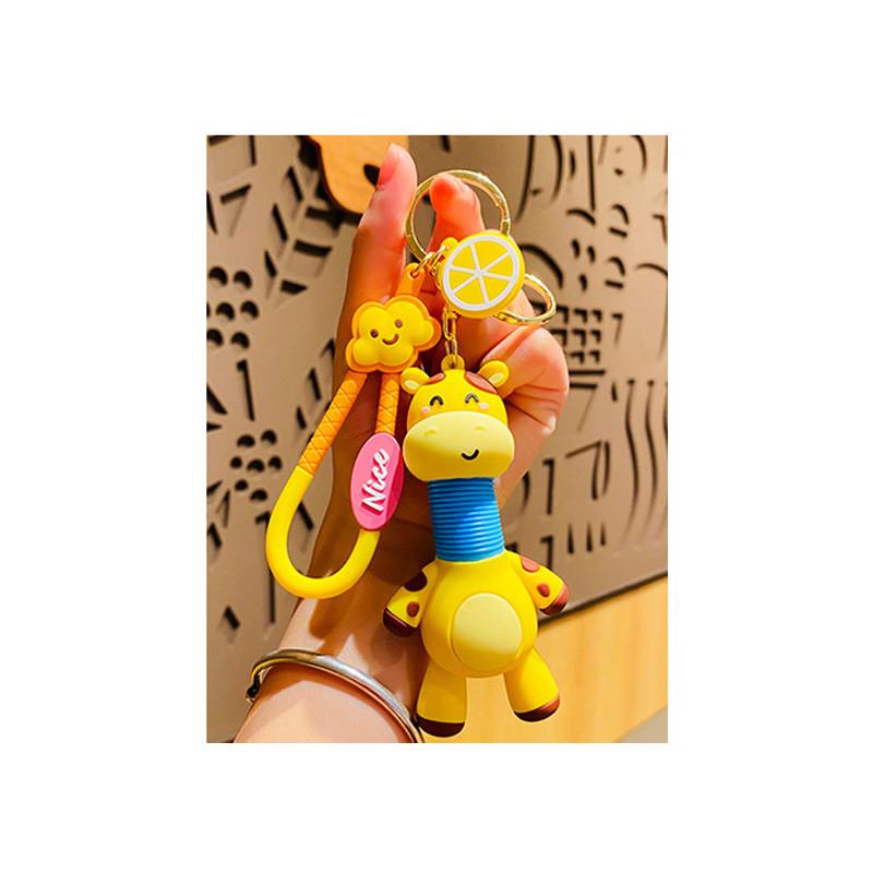 Fun And Unique Giraffe Keychain Flexible Spring Design Perfect For Kids