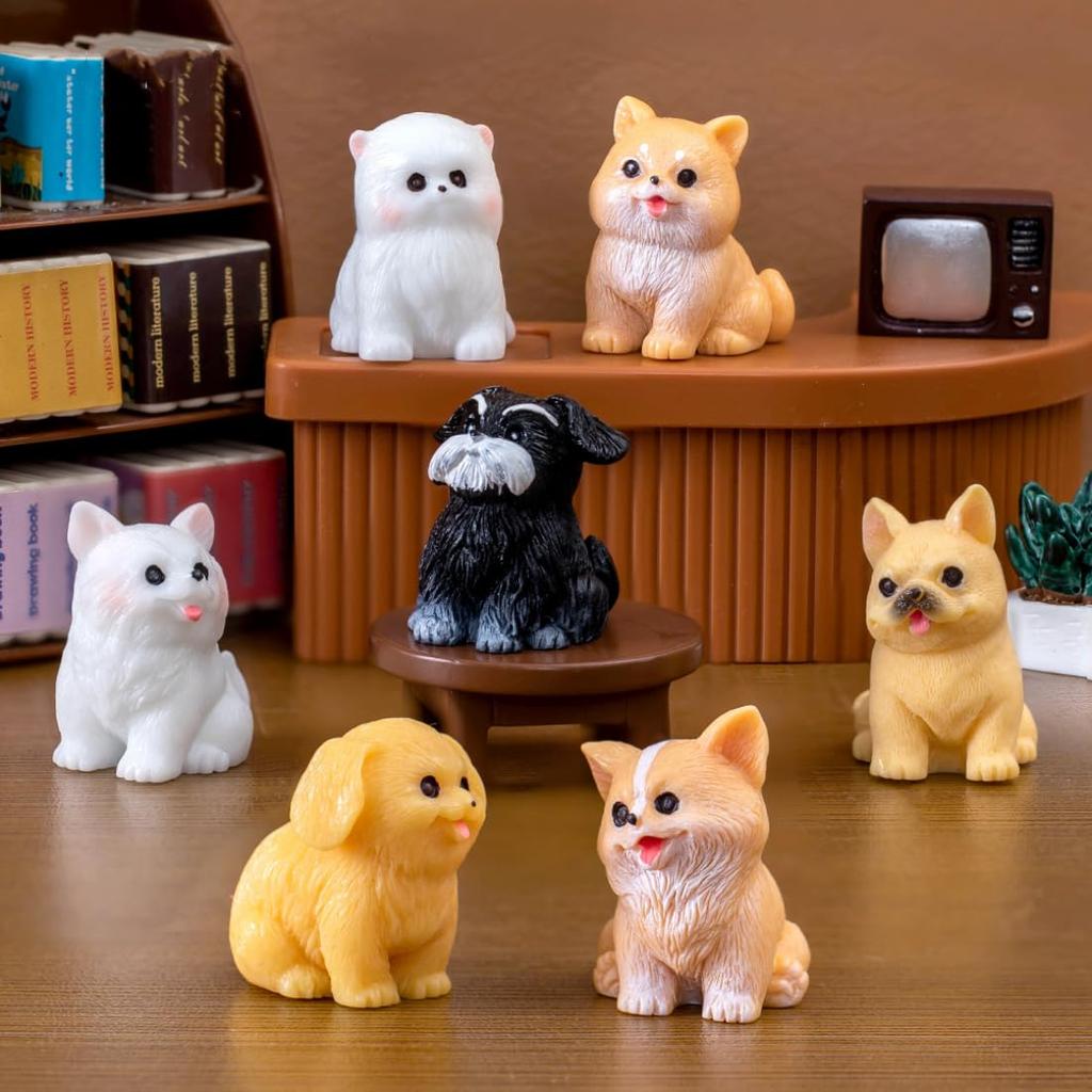 Voyyphixa Miniature Dog Set of Cute Small Dog DIY Tabletop Landscape Bonsai Fun Gifts for New and More Figurines, 10, Figurines, Decor, Gifts,