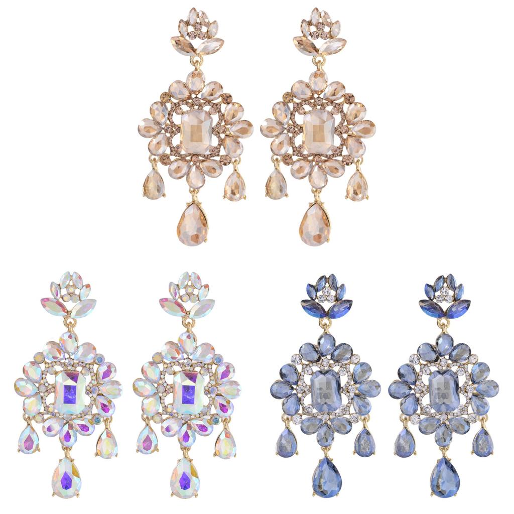 Fashion Lady Geometric Crystal Earrings With Irregular Design For Elegant Occasions