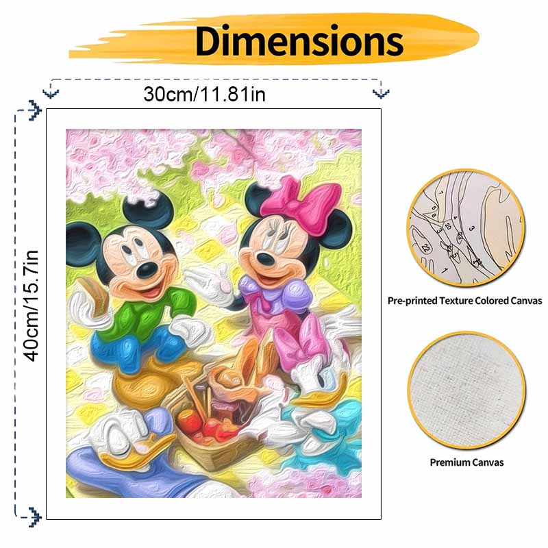 Disney Mickey Mouse and Friends Picnic Oil Painting Art Set Handmade Diy Gift Home Decoration