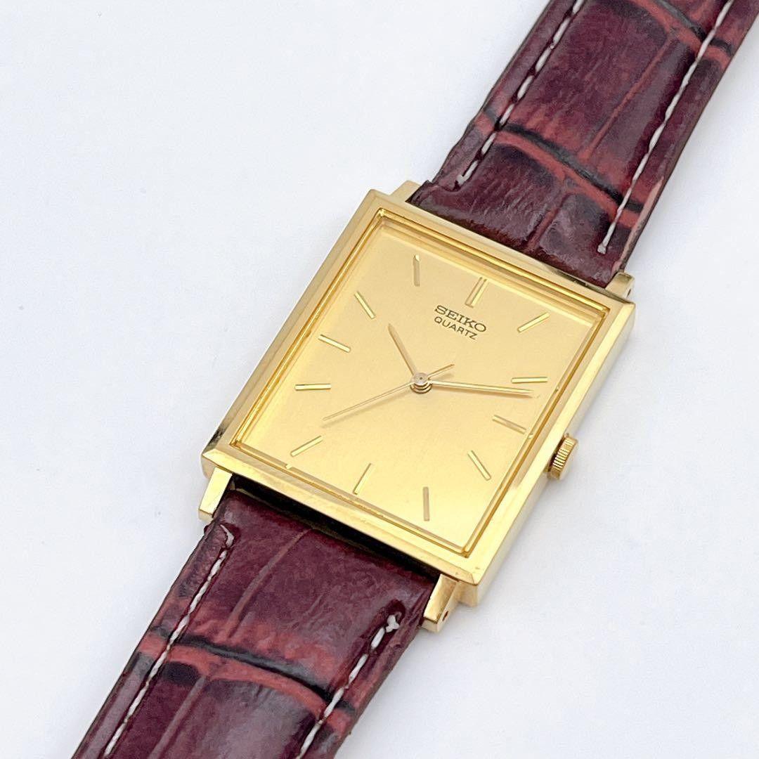Used Vintage SEIKO Seiko men s watch square tank gold 80s