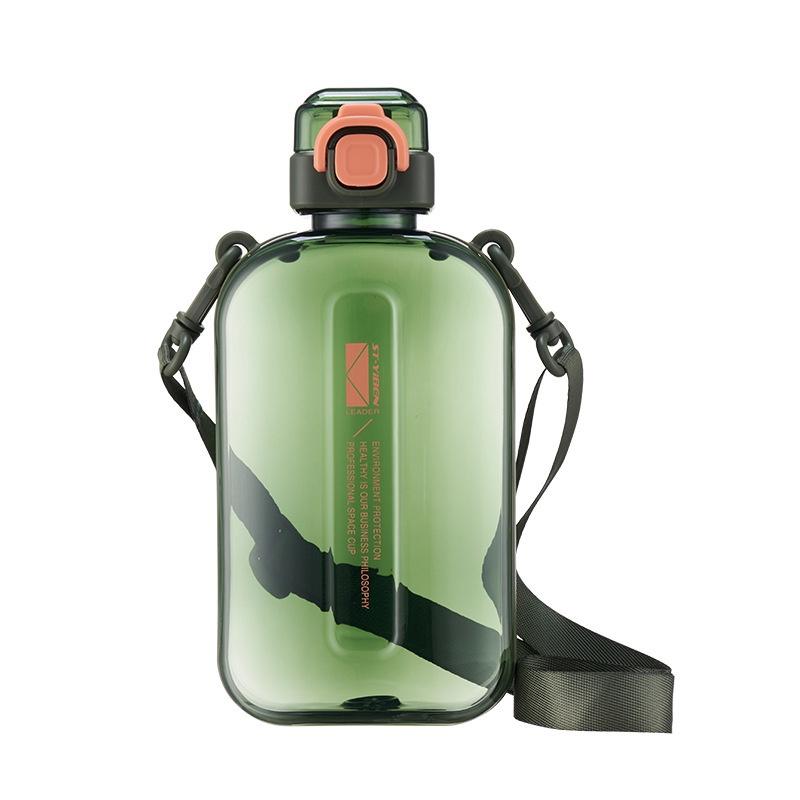 Flacher Typ Raumbecher mit Riemen Outdoor-Sport Wasserflasche für junge Erwachsene