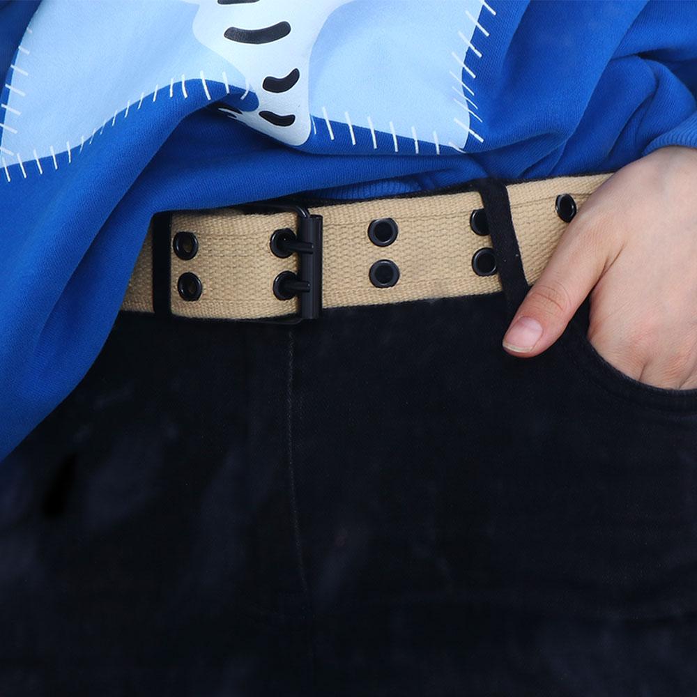 Breasted For Women Hollow Korean Waist Strap Double Grommet Hole Man Waistband Canvas Waist Belt