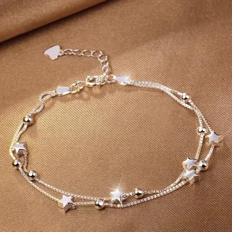 Niche Design Star Chain Tassel Bracelet for Women Fantasy Butterfly Crystal Beads Elastic Rope Bracelet Best Friend Jewelry Gift