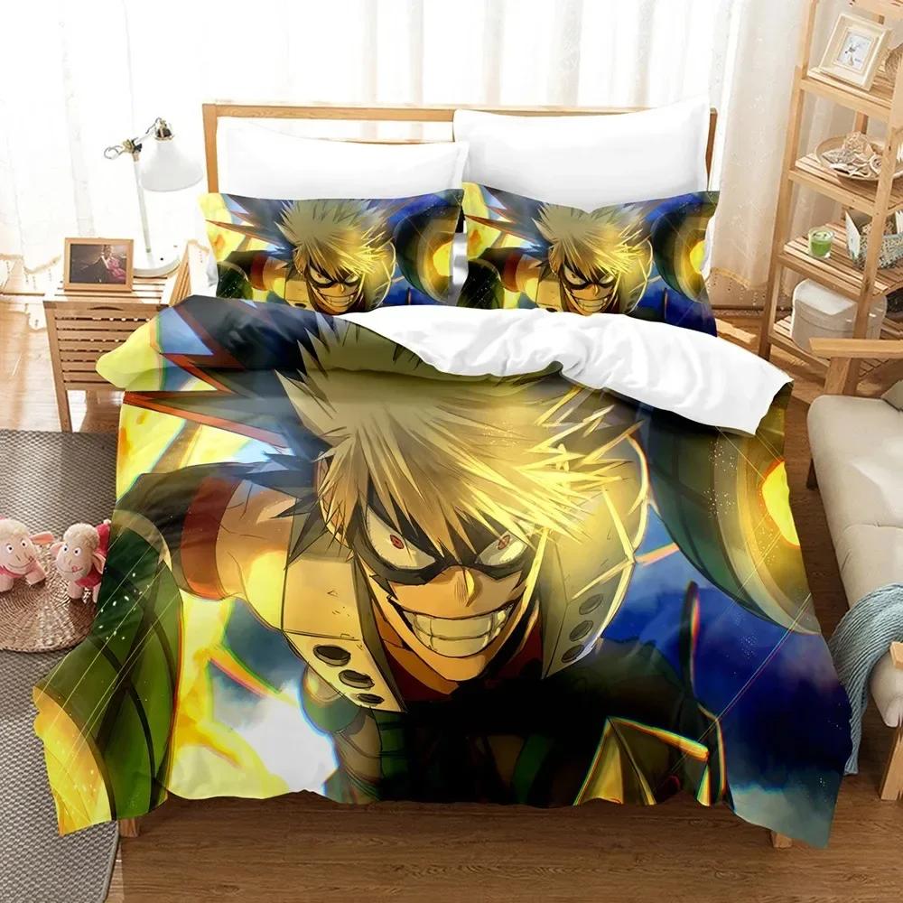 Japan Anime My Hero Academia Bekvämt Påslakan Täcke Örngott Sängkläder Set Barnrum Dekoration Hemtextil