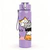 1PC Two Cats Playing Scene 750ml Color Plastic Sports Water Bottle Leakproof Flip Straw Lid Suitable for Sports Office Home Use
