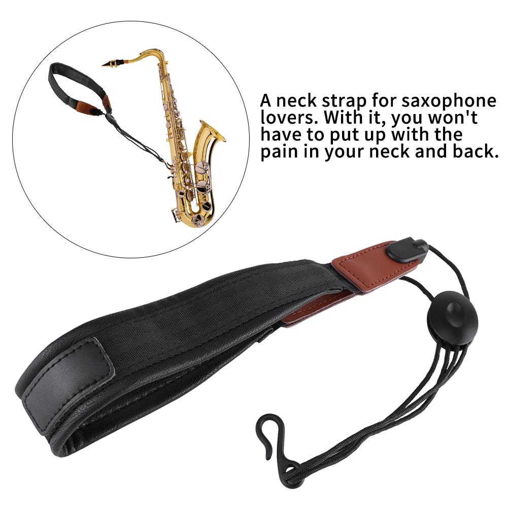 Soft PU Leather Saxophone Neck Strap, Metal Hook, for Saxophone Lovers, Practice and Perform Safely for Adults and Children