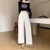 Women's Petite High-Waisted Cropped White Wide-Leg Jeans - Versatile, Slimming, Casual Summer Pants