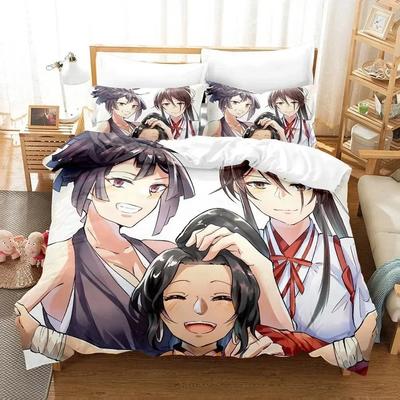 Fashion Anime Hell'S Paradise Jigokuraku Bedding Set Cartoon Three-Piece Set Adult Kid Bedroom Duvet Cover Sets Home Textiles