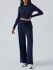 European and American Suits Autumn and Winter Women's Tether Solid Color Waist Fashion Wide-leg Casual Trousers Women
