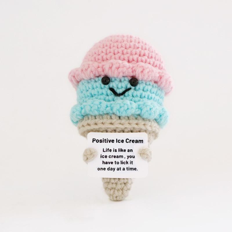 New Handmade Positive Energy Crochet Cake Doll - Emotional Support Desktop Decoration Christmas Birthday Gift for Friends