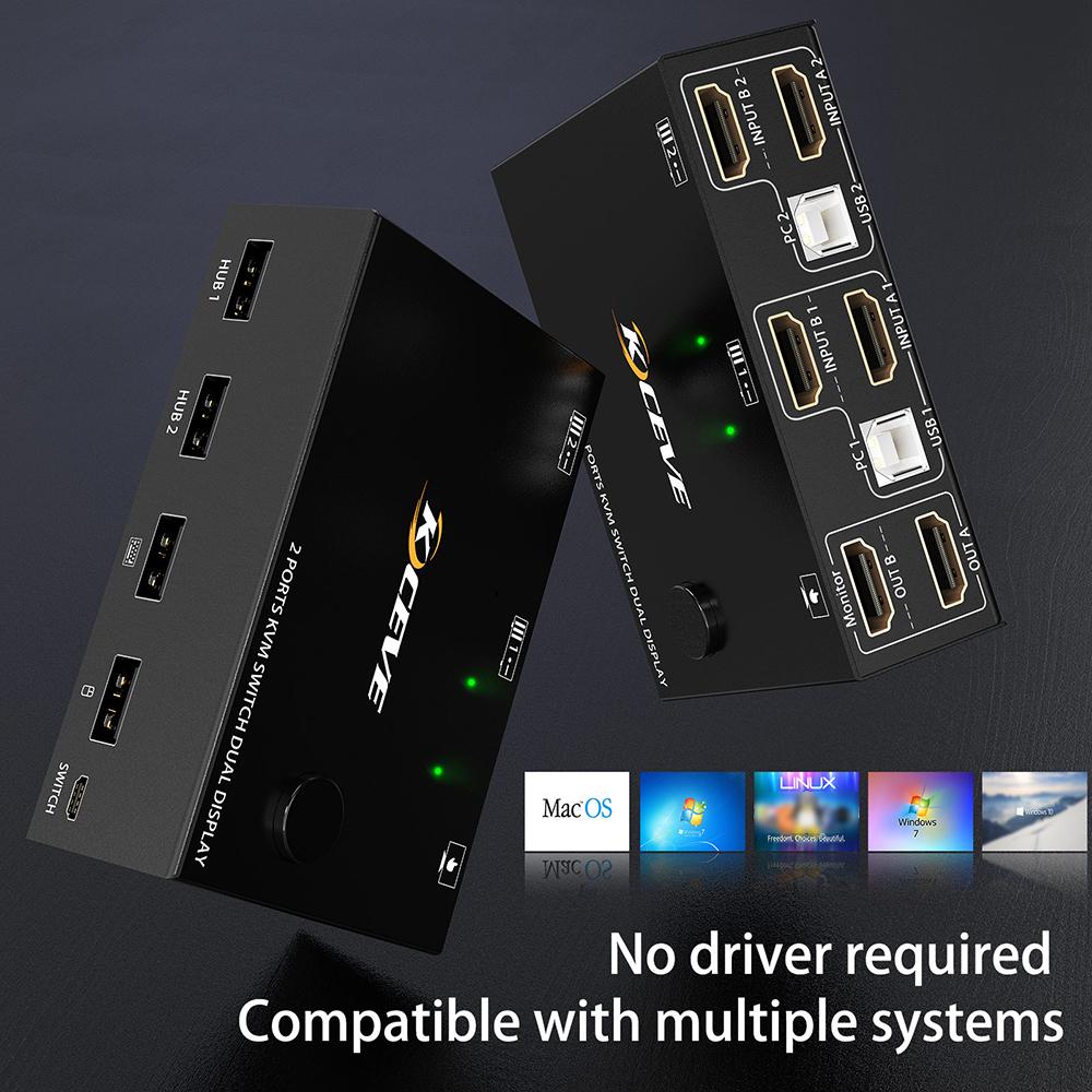

KVM 3840x2160 At 30Hz HD Multimedia Int face Dual Monitor Plug and Play for Gaming