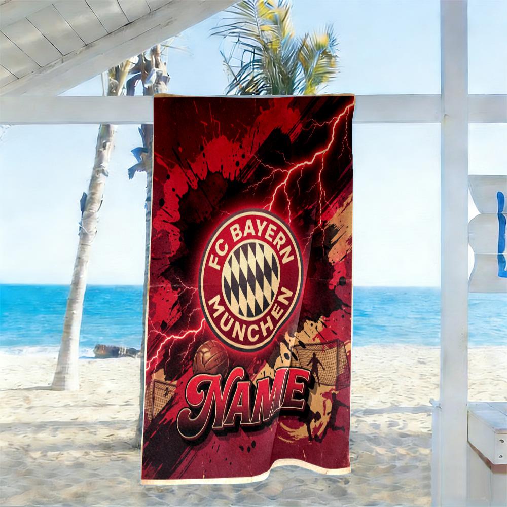 Fc Bayern Munich Fan Art Customizable Name Beach Towel Soft Durable Quick-Dry