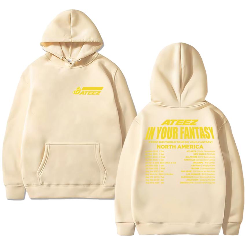 

2025 Korean kpop Ateez In Your Fantasy Tour Double Sided printed pullover Men women fashion Y2k Hoodie Unisex Fleece Sweatshirt L