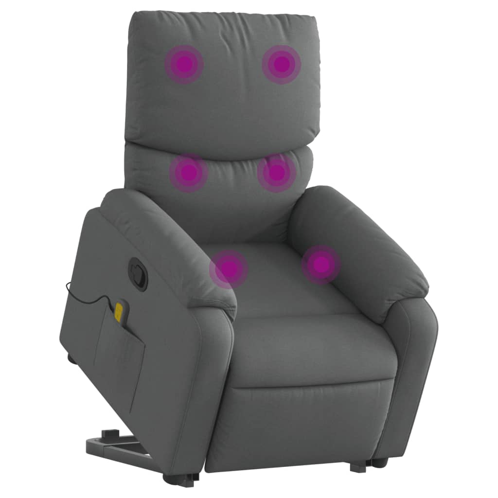 Vidaxl Lift and Massage Chair, Reclining, Dark Gray, Fabric