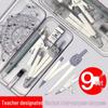 Elementary School Metal Compass & Ruler Set - Includes Circle Compass, Card Case, Boxed Ruler & Drawing Tools