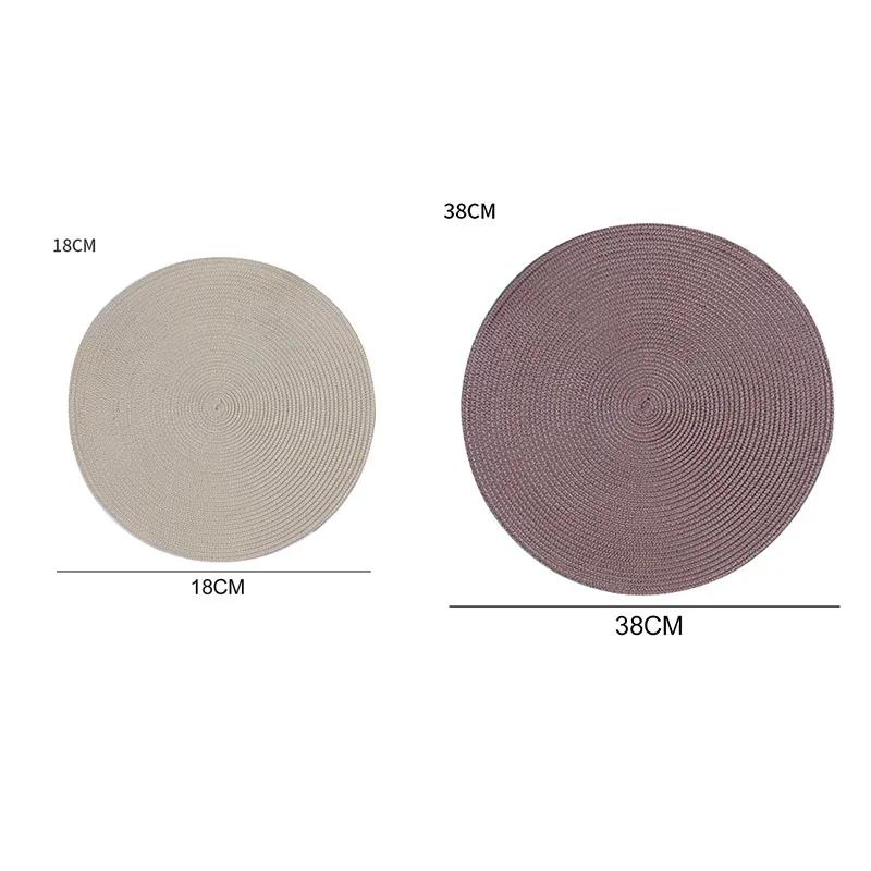 Round Woven Placemats PP Waterproof Dining Table Mat Non-Slip Napkin Disc Bowl Pads Drink Cup Coasters Kitchen Decoration