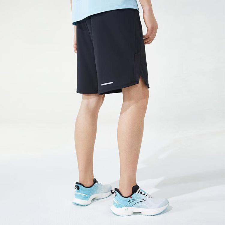 Anta Running Series Logo Mid-Waist Straight-Leg Casual Shorts Men Bottoms Black 152325505-3