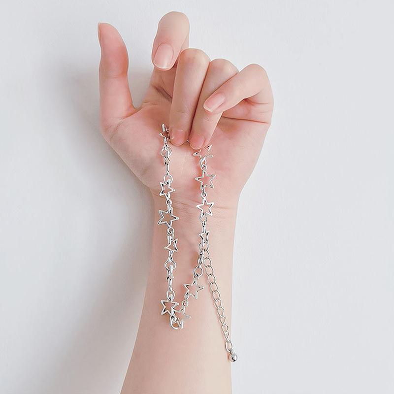 

Y2K Винтажный браслет с подвесками в виде полой звезды серебряного цвета, модный браслет с пентаграммой для женщин, ювелирные изделия, модный подарок OneSize