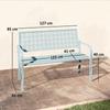 Outdoor Bench, Garden Bench Made of Steel, Cut-Out Backrest, Armrests, for 2 People, Blue