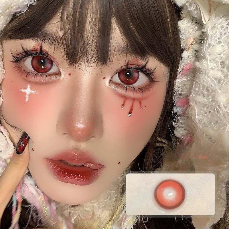 

KSSEYE Цветные контактные линзы 2 шт. красные линзы для глаз Ежегодный Хэллоуин Косплей Красный Ежегодный 14,2 мм Мягкие контактные линзы с классом