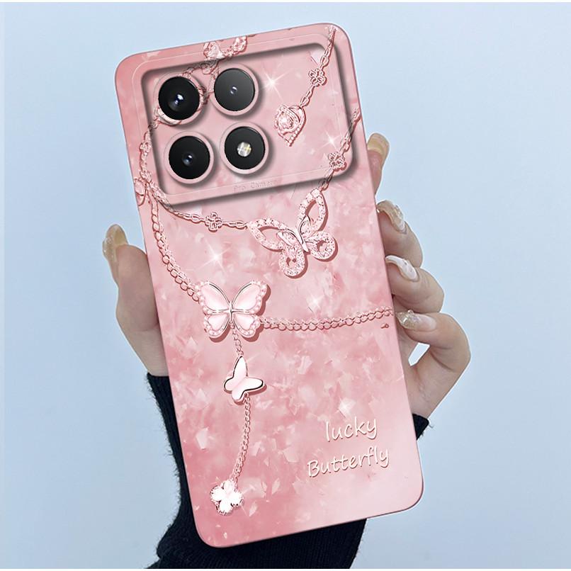 For Xiaomi Poco X6 Pro 5G Case Poco X6Pro Back Cover Fashion Simplicity Floral Soft Liquid Silicone Shell For PocoX6 Pro Fundas