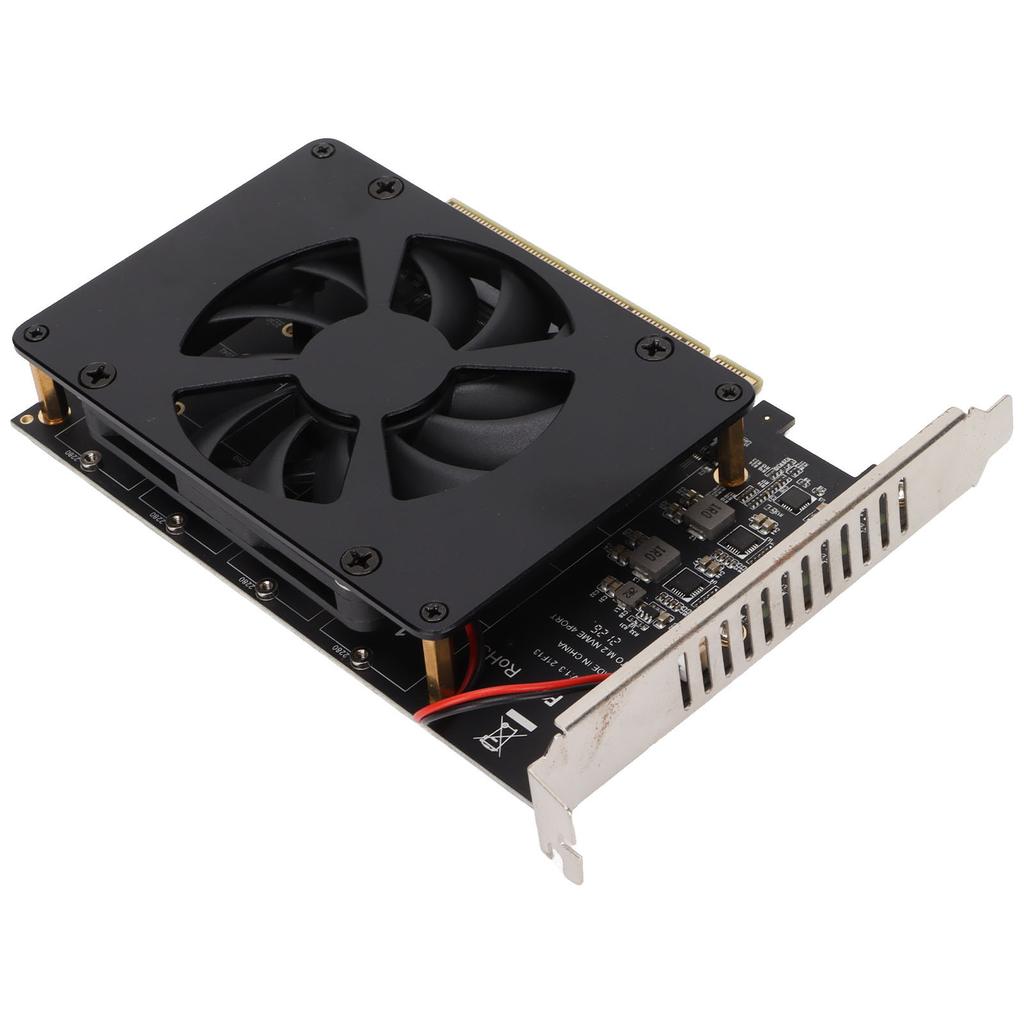 Adapter Card NVME M.2 To PCIE X16 4 Ports 32Gbps Expansion Card Computer Accessories with Enhanced Cooling Fan