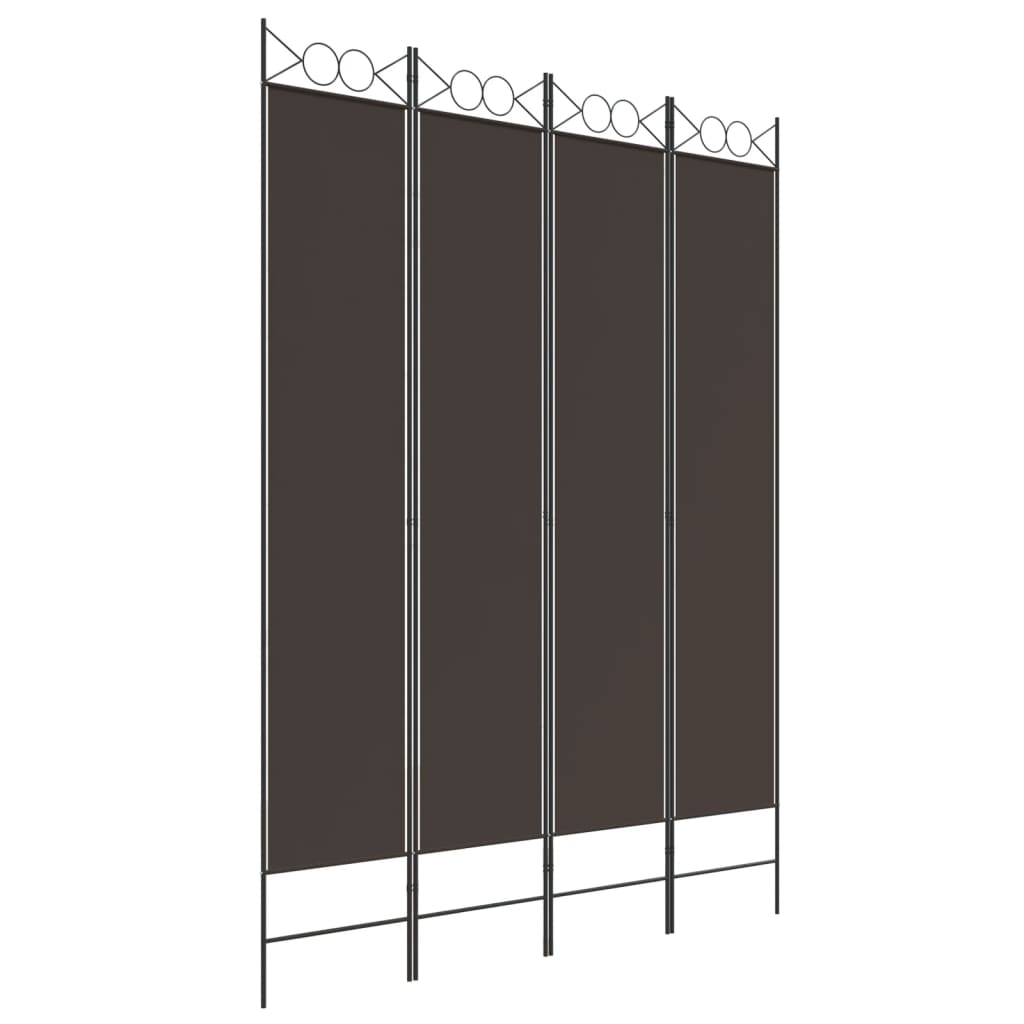 4 Panel Room Divider In Brown 160 X 220 Cm Fabric