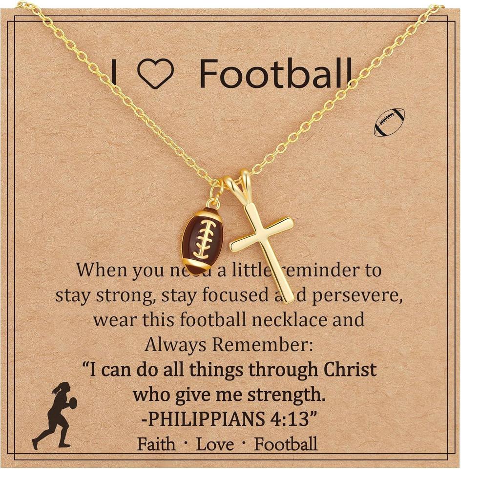 Unisex Fashion Necklace with Sports Ball Crucifix Pendant Basketball Volleyball Softball Adjustable Lightweight Copper