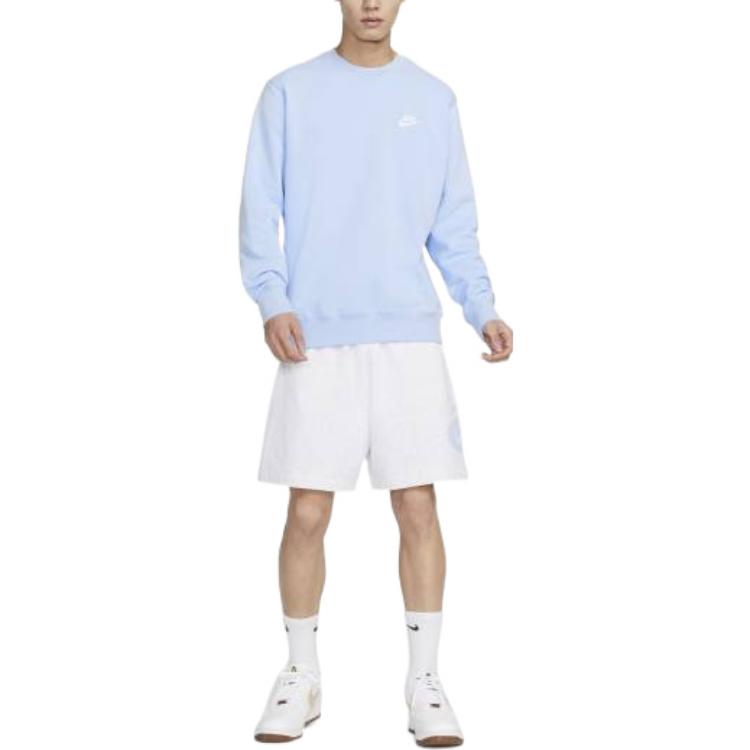 Nike Moletom Pulôver Esportivo Club Fleece com Logo Bordado Masculino Tops Pleasure-Azul-Cobalto BV2663-479