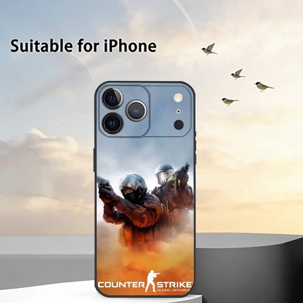 Game CS2 Counter-Strike2 Phone Case For iPhone 17,16,15,14,13,12,11 Plus,Pro Max,XS,Soft Silicone Black Cover