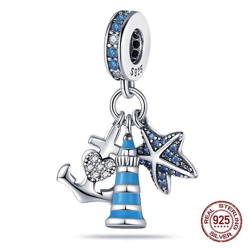 100% Genuine 925 Sterling Silver Ocean Collection Seashell Turtle and Heels Charm Beaded for Original  Bracelet Bracelet