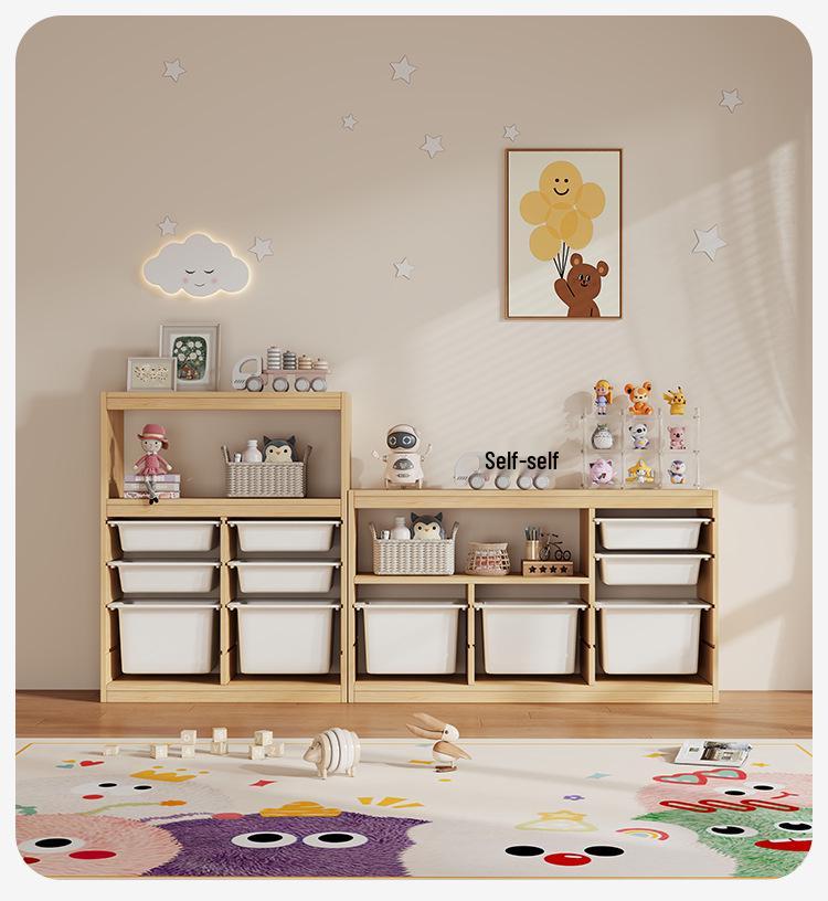 Children's Solid Wood Toy & Book Storage Shelf and Cabinet
