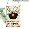 2D Flat, 1pc Vintage Metal Sign "Where Words Fail Music Speaks" - Music-Themed Wall Decor with Vinyl Record & Musical Notes - Aluminium Poster for