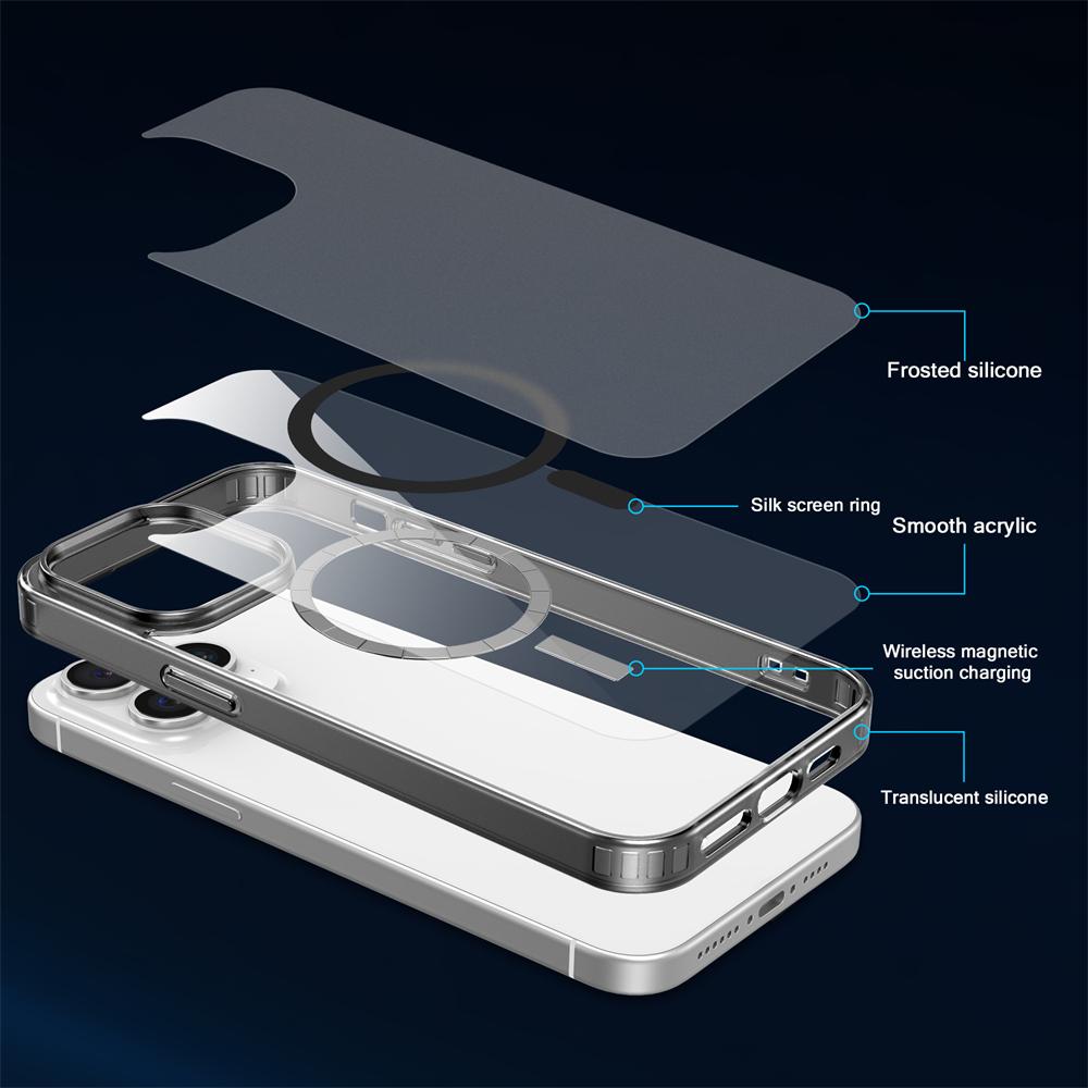 Luxury Wireless Charge For Magsafe Phone Case for iPhone 17 16 15 14 Pro Max Plus Transparent Magnetic Electroplate Bumper Cover