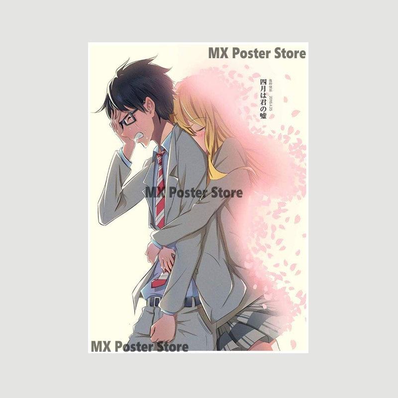 Japanische Anime Your Lie In April Poster weiß beschichtetes Papier Wandaufkleber Home Decor Wandbild Wohnzimmer Bar Dekoration Malerei