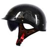 Vintage DOT Certified Carbon Fiber Helmet Open Face Motorcycle Helmet Lightweight Retro Style with Sun Visor for Men And Women