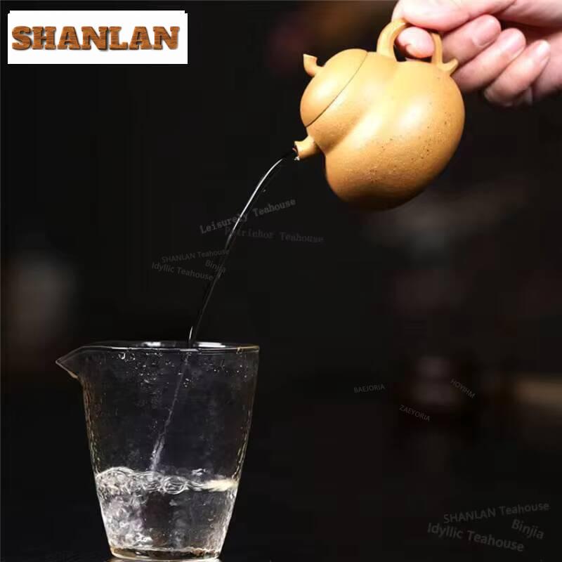 120ml Aesthetic Yixing Purple Clay Teapot Handmade Gourd Pot Raw Ore Sesame Section Mud Kettle With Infuser Chinese Zisha Teaset