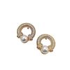 French High-End Zircon Stud Earrings, Unique Personality, Geometric Round Stud Earrings, Commuting Versatile Temperament Earrings, Women