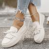 Spring New Fashion Round Head Foot Shoes Flat Casual Large Size Women's Shallow Mouth Bow Doudou Shoes