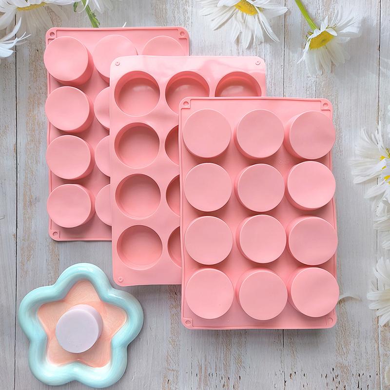 Round Chocolate Cookie Molds Chocolate Silicone Mold 12-Cavity Cylinder Silicone Molds For Jelly Mini Cakes Muffin Baking
