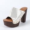 Moda Liyke Stile Punk Ciabatte Piattaforma Chunky Donna Borchie Metalliche Pelle Estive Open Toe Scarpe Sandali Tacco Alto Spesso Taglia 36-43
