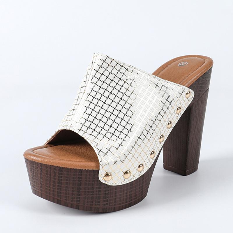 Moda Liyke Stile Punk Ciabatte Piattaforma Chunky Donna Borchie Metalliche Pelle Estive Open Toe Scarpe Sandali Tacco Alto Spesso Taglia 36-43