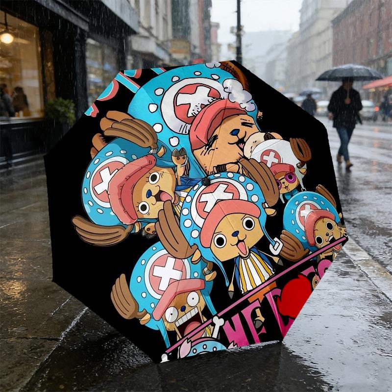 Chopper Anime Portable 3 Folds Umbrella Portable Windproof Folding Rain Umbrella For Travel Outdoor Sun Protection Travel Outdoor Gift