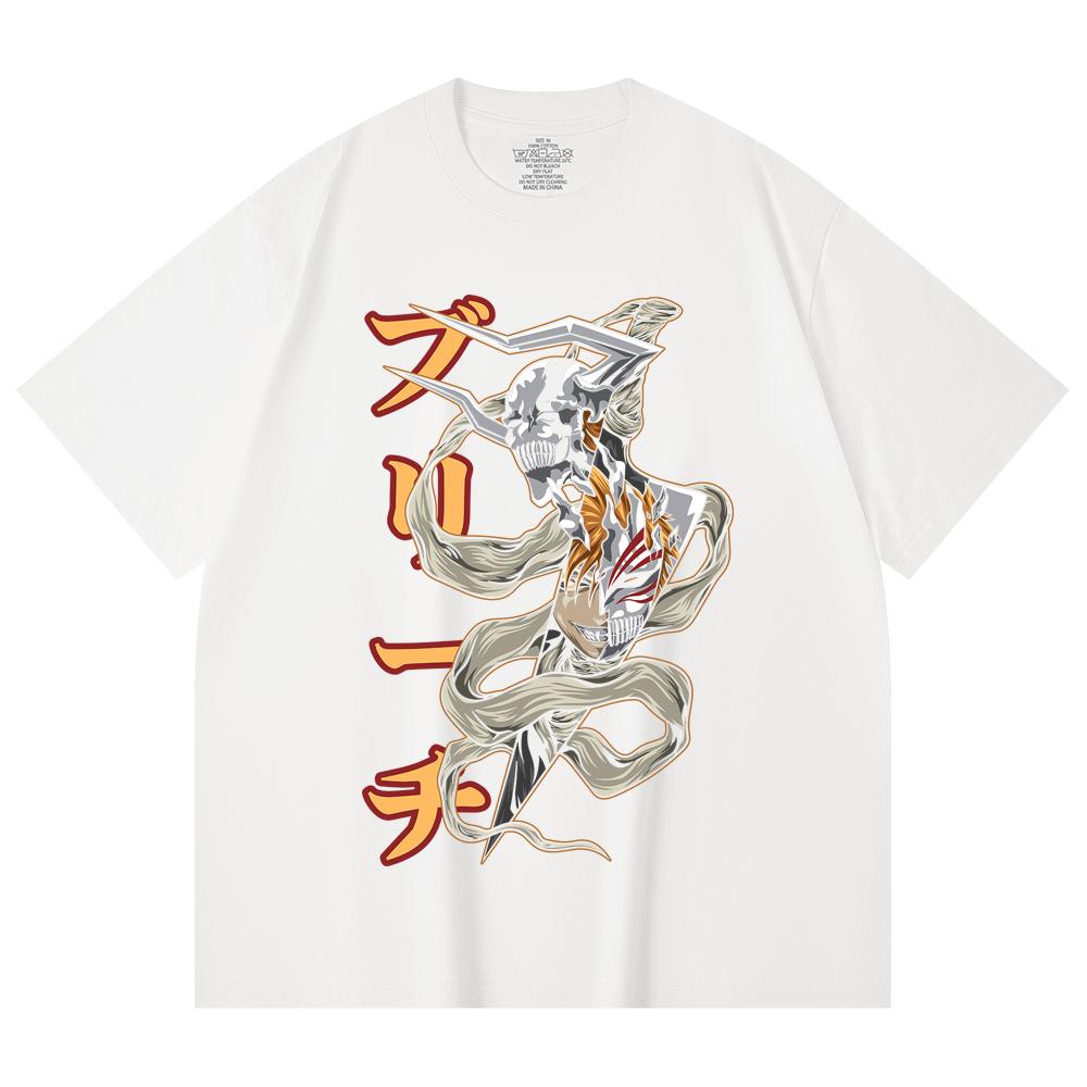230 Gsm 100% Cotton Bleach V11 Zankpakuto Print Unisex Heavy Cotton T Shirt