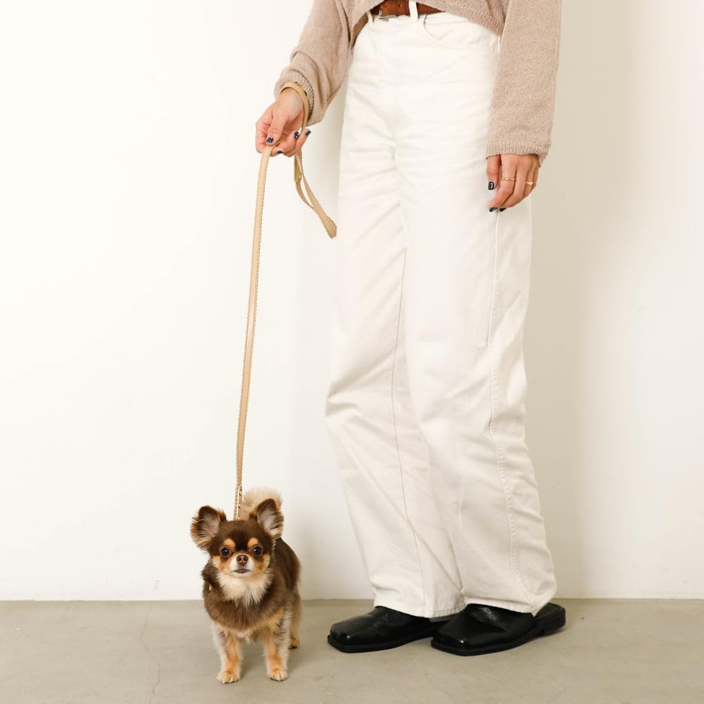 Wavy Flower Charm Leather Collar for Small To Medium Dogs Genuine Cowhide Adjustable Perfect for Walks and Outings Monchéri Dogs, (M/Pink),