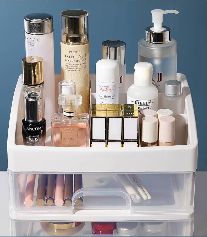 Large Capacity Desktop Cosmetic Storage Box with Drawers for Skincare and Lipstick